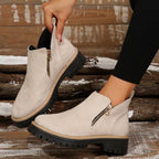 Women'S Retro Solid Color Ankle Boots