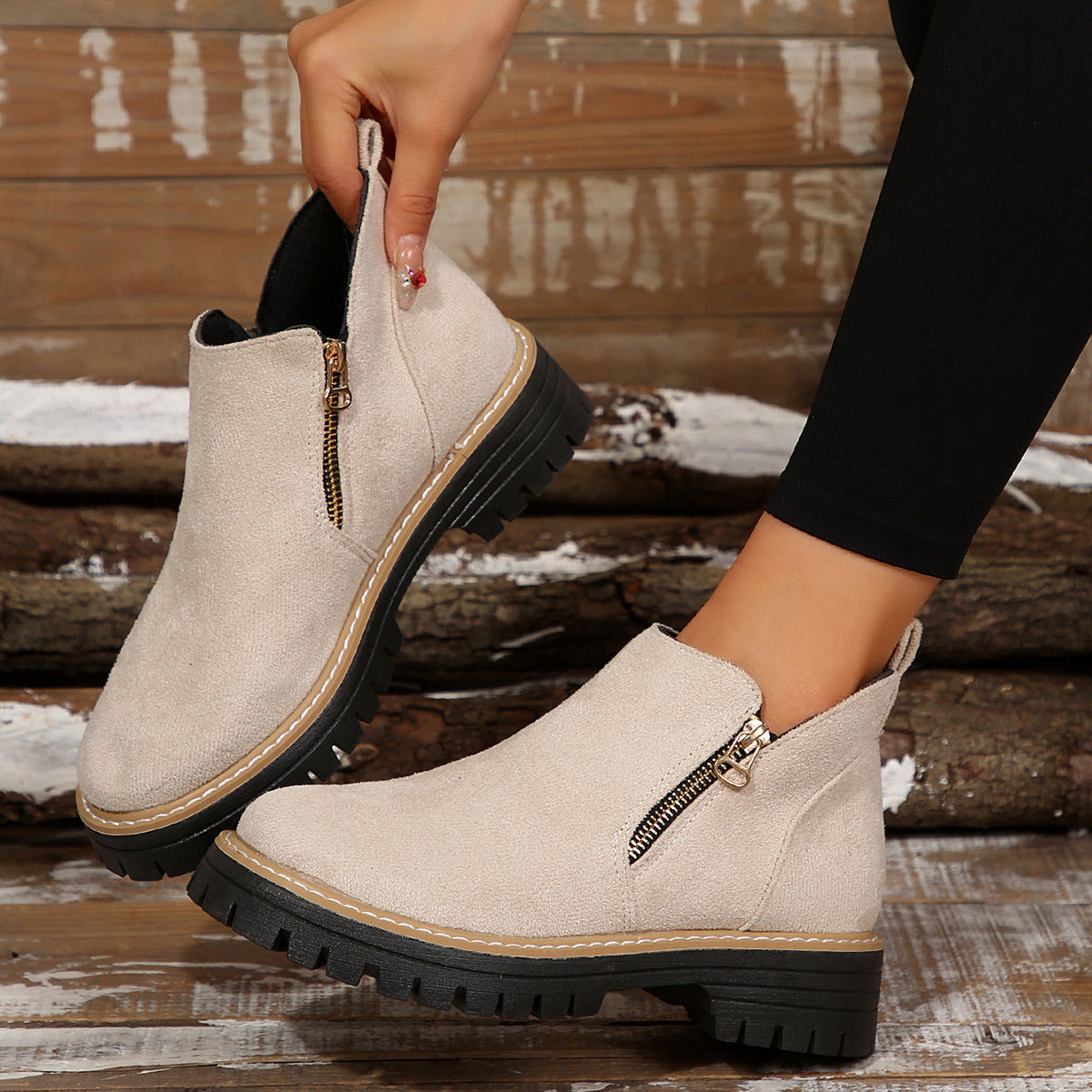 Women'S Retro Solid Color Ankle Boots