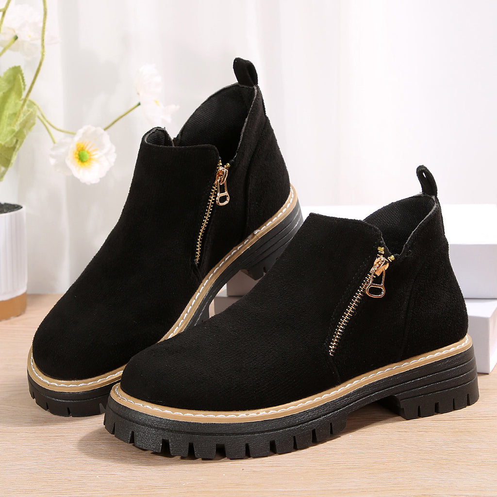Women'S Retro Solid Color Ankle Boots