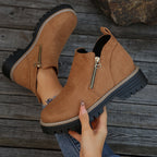 Women'S Retro Solid Color Ankle Boots