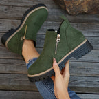 Women'S Retro Solid Color Ankle Boots