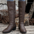 Chunky Heel Square Buckle Side Zipper Boots