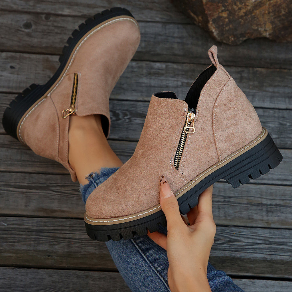 Women'S Retro Solid Color Ankle Boots
