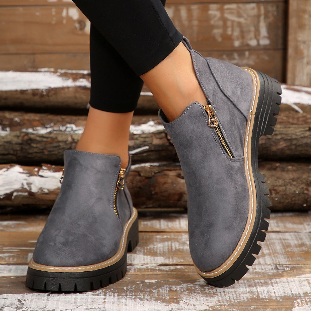 Women'S Retro Solid Color Ankle Boots