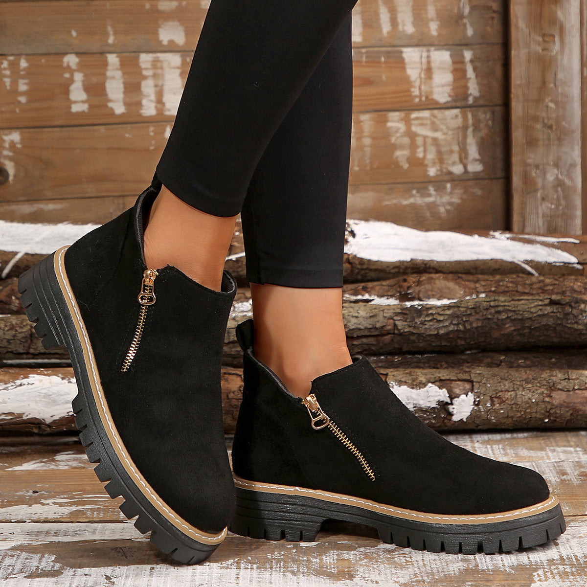 Women'S Retro Solid Color Ankle Boots