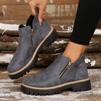 Women'S Retro Solid Color Ankle Boots
