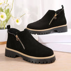 Women'S Retro Solid Color Ankle Boots