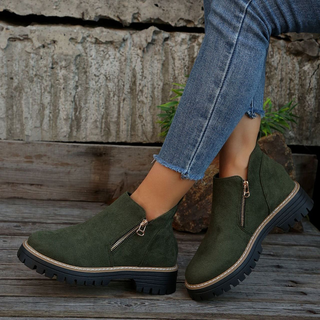 Women'S Retro Solid Color Ankle Boots
