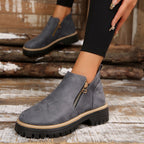 Women'S Retro Solid Color Ankle Boots